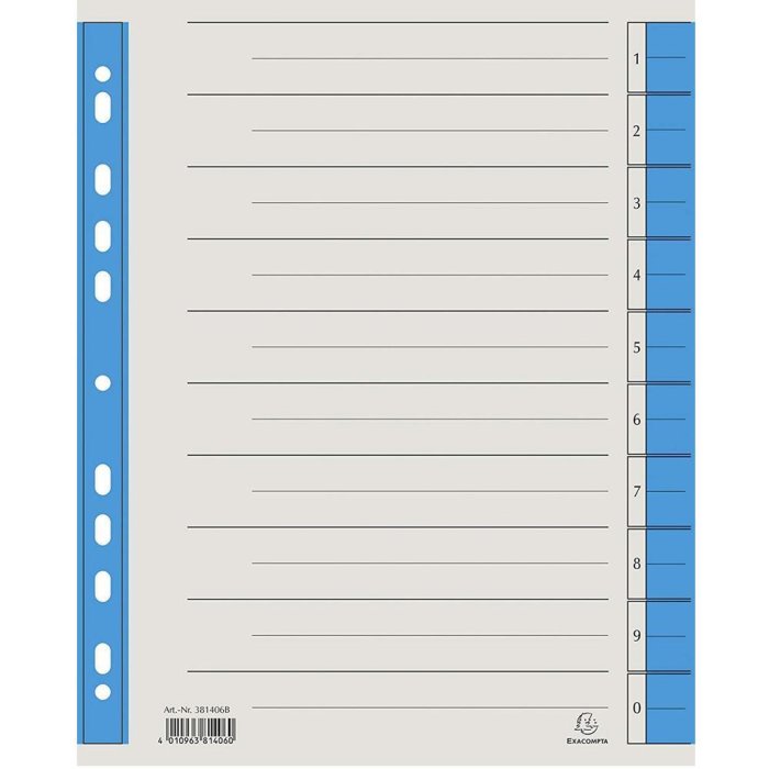 EXACOMPTA Trennblatt, DIN A4 Überbreite, blau