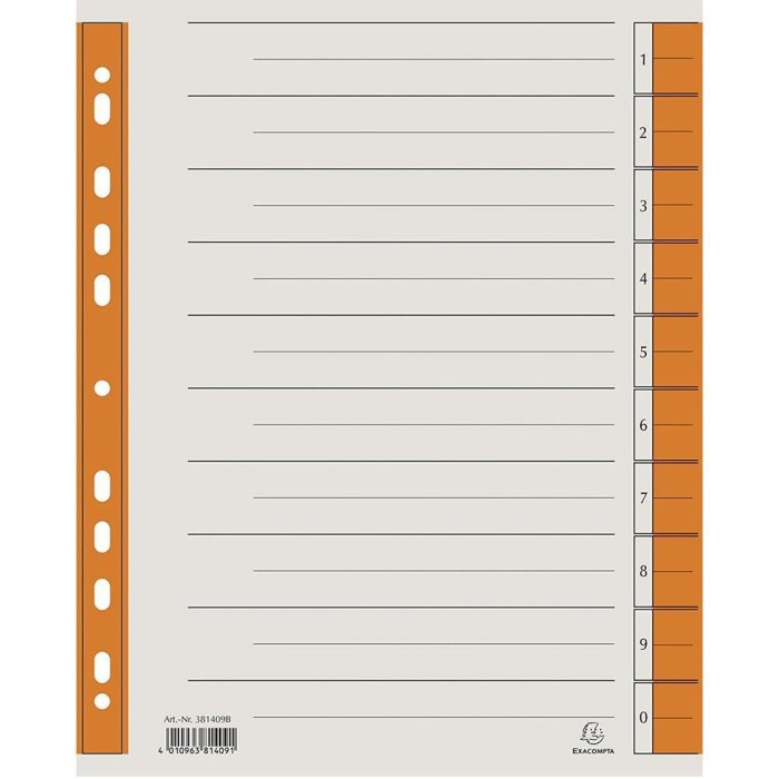 EXACOMPTA Trennblatt, DIN A4 Überbreite, orange