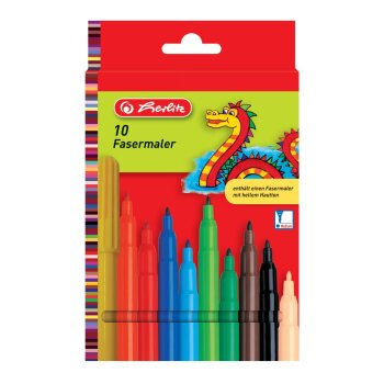herlitz Fasermaler, 10er Karton-Etui