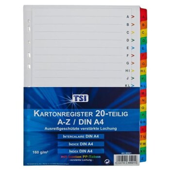 TSI folienverstärktes Kartonregister 20-teilig A-Z...