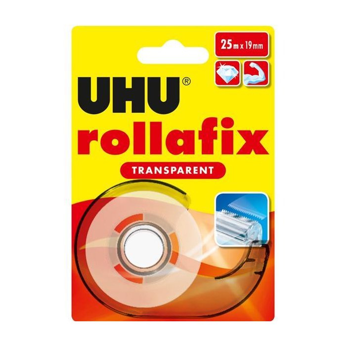 UHU Klebefilm rollafix transparent, inkl. Handabroller 19mm x 25m