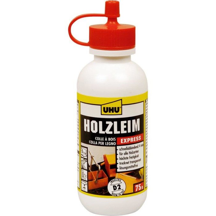 UHU Holzleim Express D2, lösemittelfrei, 75 g Flasche