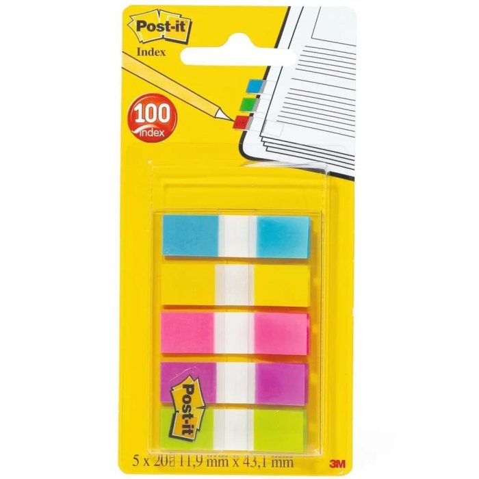 Post-it samolepiace záložky Index Mini - 11,9 x 43,2 mm - 5-farebné