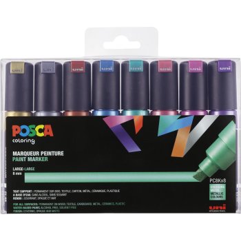 POSCA Acryl Marker PC-8K Breite Spitze 8mm, 8er Set Pastell