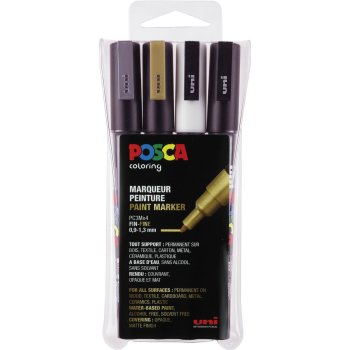 POSCA Acryl Marker PC-3M Feine Spitze 0,9 - 1,3mm, 4er Set