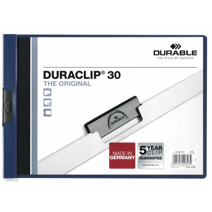 DURABLE DURACLIP 30 PLUS Klemmmappe DIN A4 quer blau