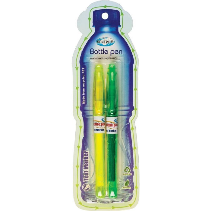 Centrum Bottle-Pen Textmarker gelb & grün 2er Set