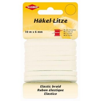 KLEIBER Häkel-Litze / Gummiband (fein), 6 mm x 10 m,...
