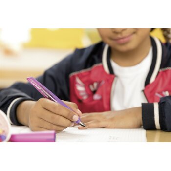 Schulfüller mit Standard-Feder M - STABILO EASYbuddy in schwarz/himmelblau - Schreibfarbe blau (löschbar) - Einzelstift - inklusive Patrone