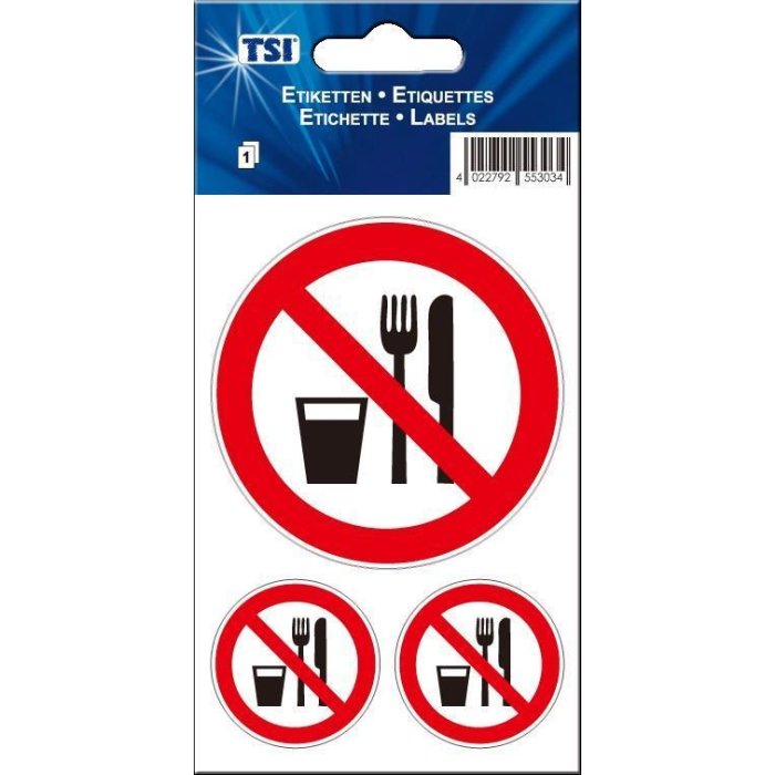 TSI Aufkleber Essen und Trinken verboten