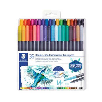 STAEDTLER Doppel-Fasermaler mit Pinselspitze, 36er Etui