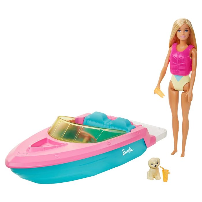 Mattel Barbie Boot-Spielset mit Puppe inkl. Haustier Hündchen