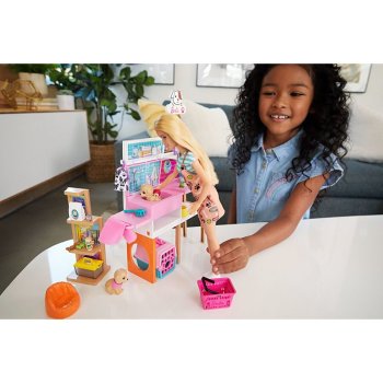 Mattel Barbie - Haustier-Salon Spielset mit Puppe