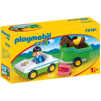 PLAYMOBIL 1-2-3 Pkw mit Pferdeanhänger 70181