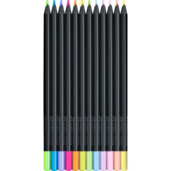 FABER-CASTELL Dreikant-Buntstifte Black Edition Neon...
