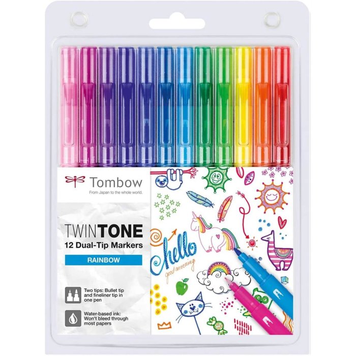 Tombow Doppelfasermaler "TwinTone" Rainbow Colours, 12er Set