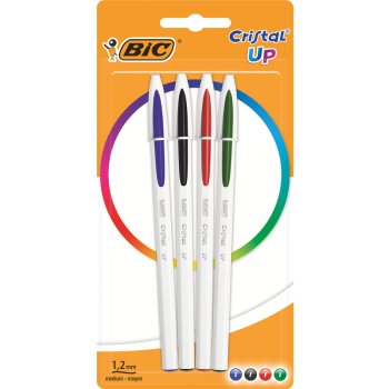 BIC Kugelschreiber Cristal Up, farbig sortiert, 4er Blister