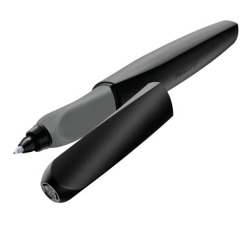 Pelikan Twist - guličkové atramentové pero Black L+R - vymazateľný modrý atrament - vo farbe čierna / sivá