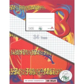 ÖKO-PLUS Schulheft Quart 7mm kariert 20 Blatt