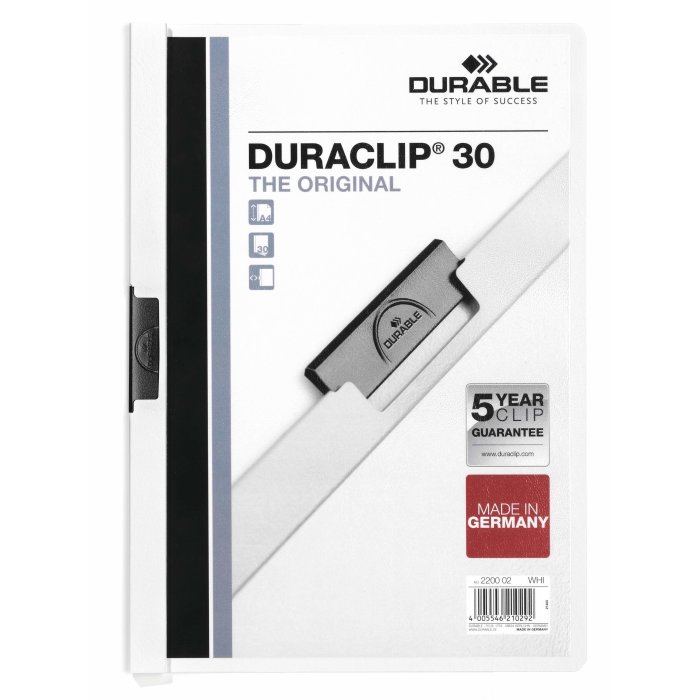 DURABLE obal s klipom DURACLIP Original 30 - A4 - biely