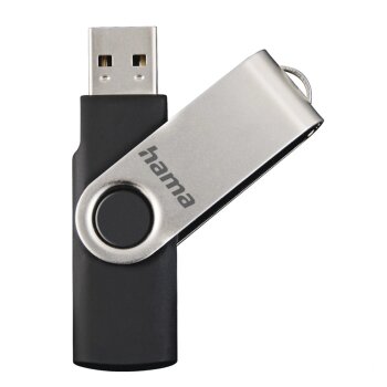 hama USB 2.0 Speicherstick "Rotate", 128 GB, schwarz/silber