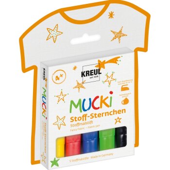 KREUL MUCKI Stoff-Sternchen Stoffmalstift 5er Set