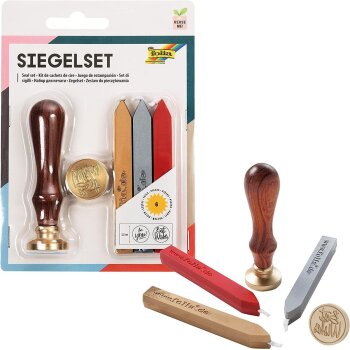 folia Siegel-Set, inkl. Holzgriff, Siegelmotive, Siegelwachs