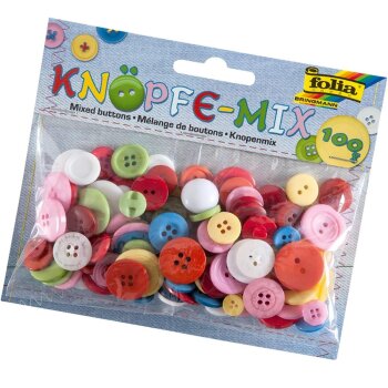 folia Knöpfe-Mix, 100 g, farbig sortiert
