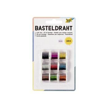 folia Basteldraht-Set, 9 Spulen à 2m, farbig sortiert