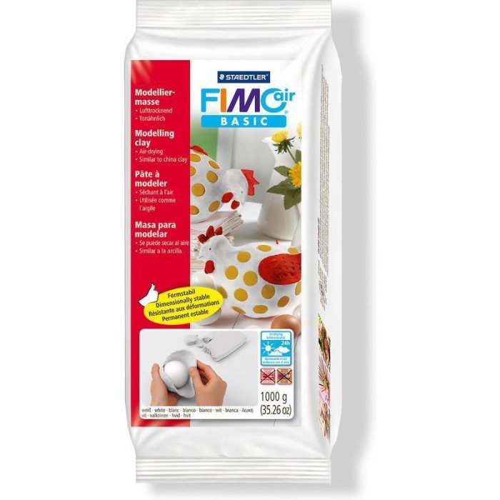 FIMO air BASIC Modelliermasse, lufthärtend, weiß, 1.000g