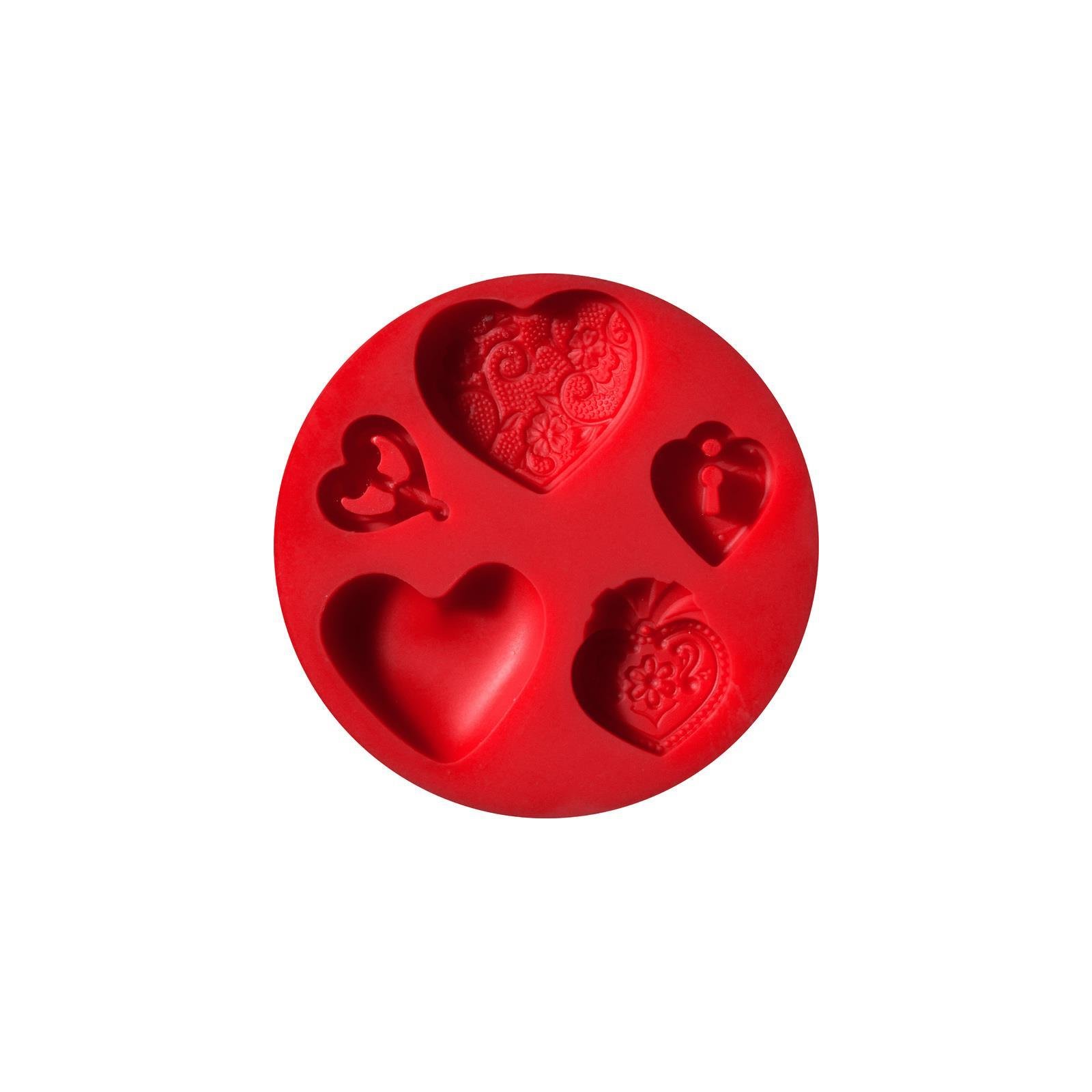 Fimo Silikon Motiv Form Hearts 5 Herz Motive Rot 8 90