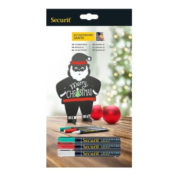 Securit 3D-Weihnachts-Kreidetafel "SANTA", schwarz