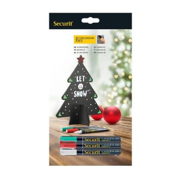 Securit 3D-Weihnachts-Kreidetafel "TREE", schwarz