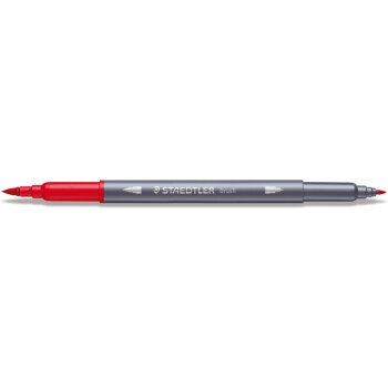 STAEDTLER Doppel-Fasermaler mit Pinselspitze, 18er Etui