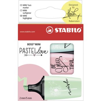 Textmarker - STABILO BOSS MINI Pastellove - 3er Pack -...