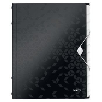 LEITZ Ordnungsmappe WOW, DIN A4, PP, 12 Fächer, schwarz