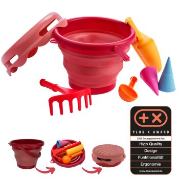 SCHILDKRÖT 7in1 Sand-Spielzeug Falteimer Set, rot