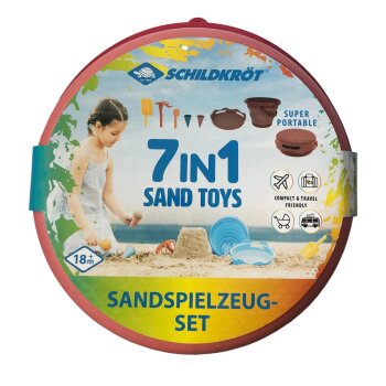 SCHILDKRÖT 7in1 Sand-Spielzeug Falteimer Set, rot
