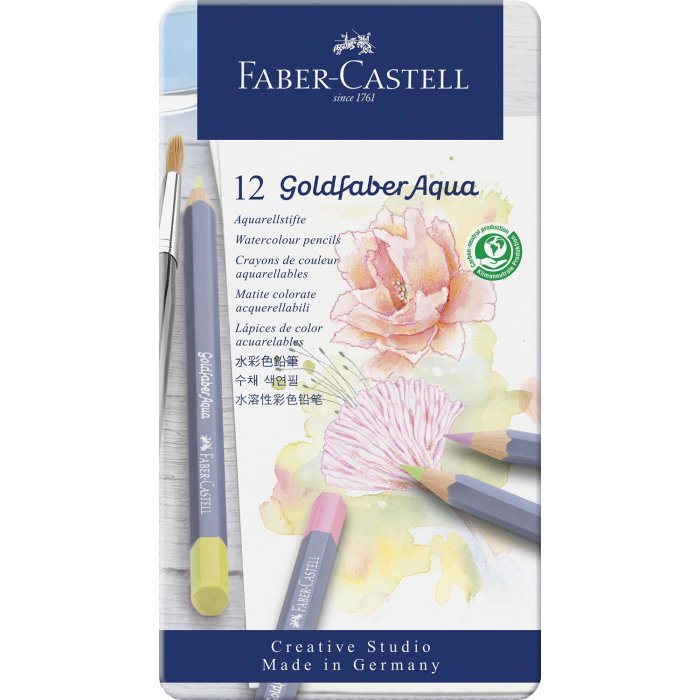 FABER-CASTELL Aquarellstifte GOLDFABER, 12er Metalletui