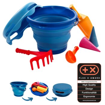 SCHILDKRÖT 7in1 Sand-Spielzeug Falteimer Set, blau