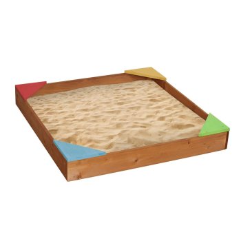 Beluga, Holz Sandkasten mit bunten Sitzecken, 90x90x12...