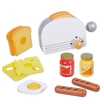ToyToyToy Holz Toaster mit Lebensmitteln