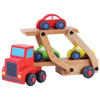 ToyToyToy Holz Autotransporter mit 3 Autos