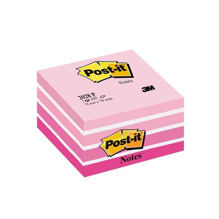 Post-it Haftnotiz-Würfel, 76 x 76 mm, Pastell-Pinktöne