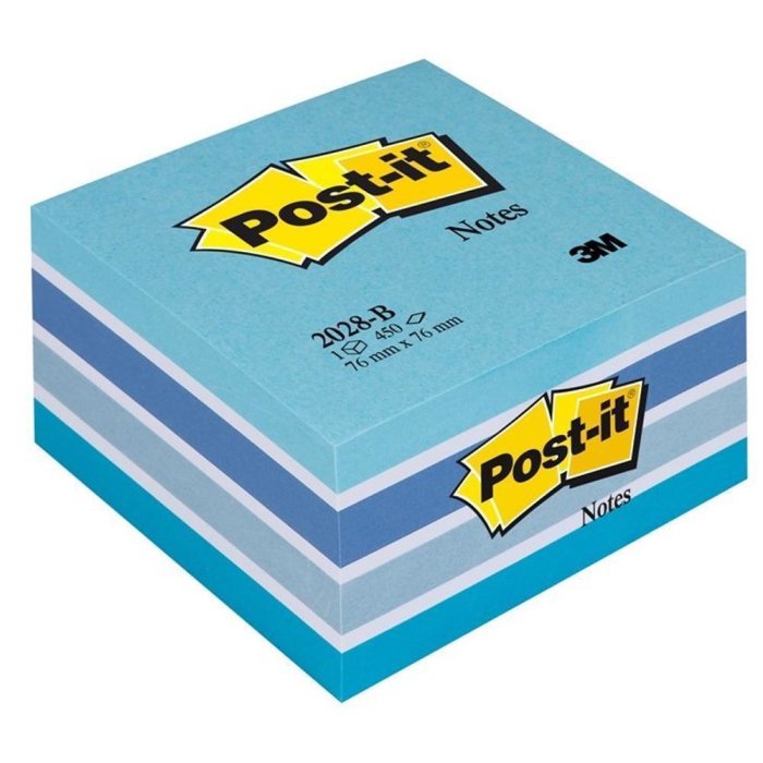 Post-it Haftnotiz-Würfel, 76 x 76 mm, Pastell-Blautöne