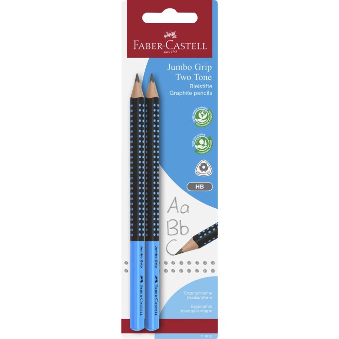 FABER-CASTELL Bleistift Jumbo GRIP TWO TONE blau 2er