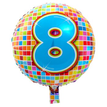 Folienballon 43 cm 1 Stück Happy Birthday 8. Geburtstag