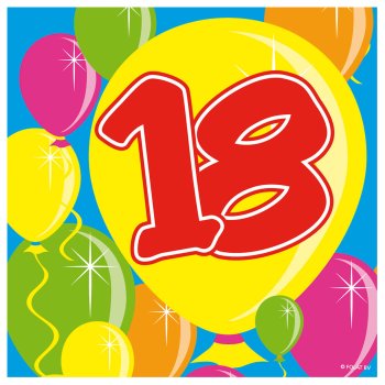 Folat 18. Geburtstag Servietten mit Ballons 25x25 cm - 20...