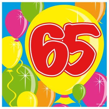 Folat 65. Geburtstag Servietten mit Ballons 25x25 cm - 20...