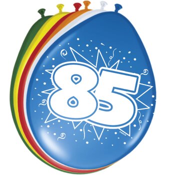 Ballon 30 cm 8 Stück - Happy Birthday 85. Geburtstag...